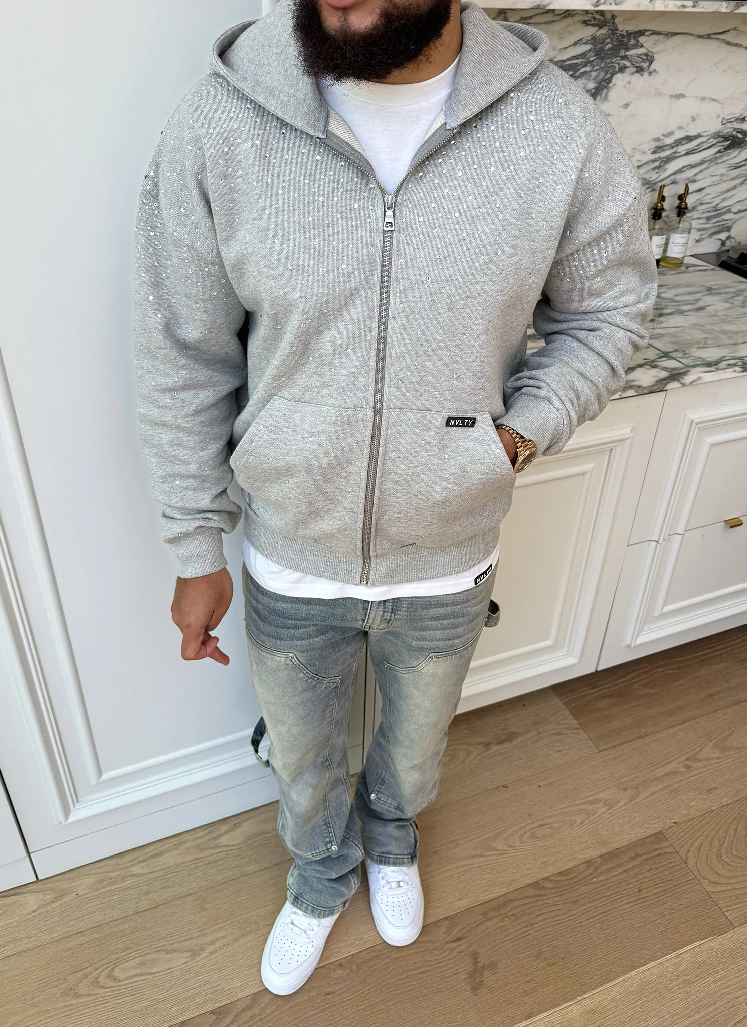Vintage Flooded VVS Zip Hoodie - Grey - Image 4