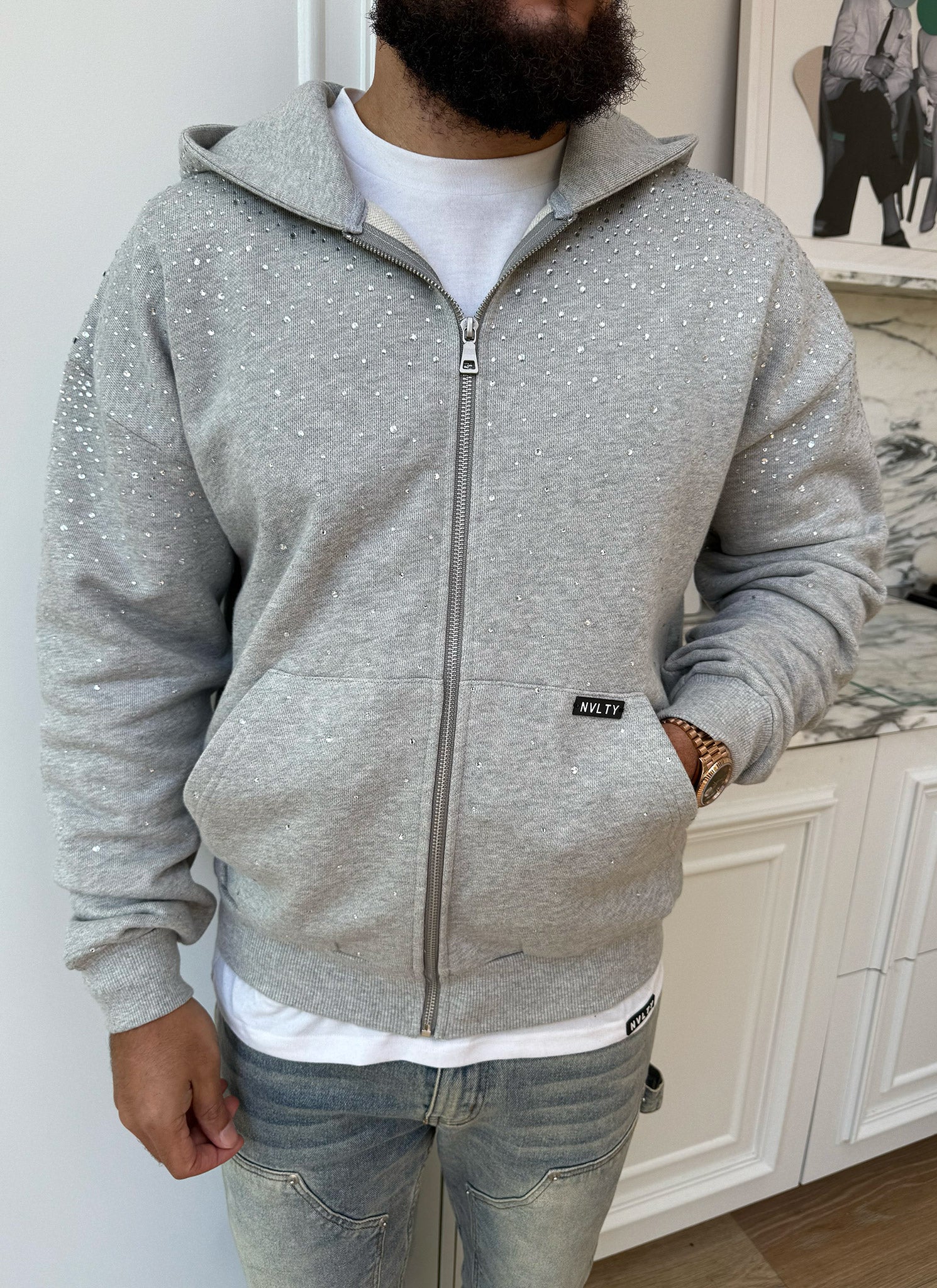 Vintage Flooded VVS Zip Hoodie - Grey - Image 6