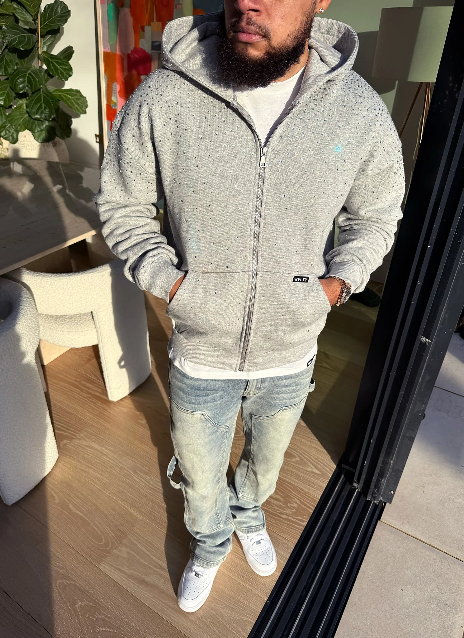 Vintage Flooded VVS Zip Hoodie - Grey - Image 8