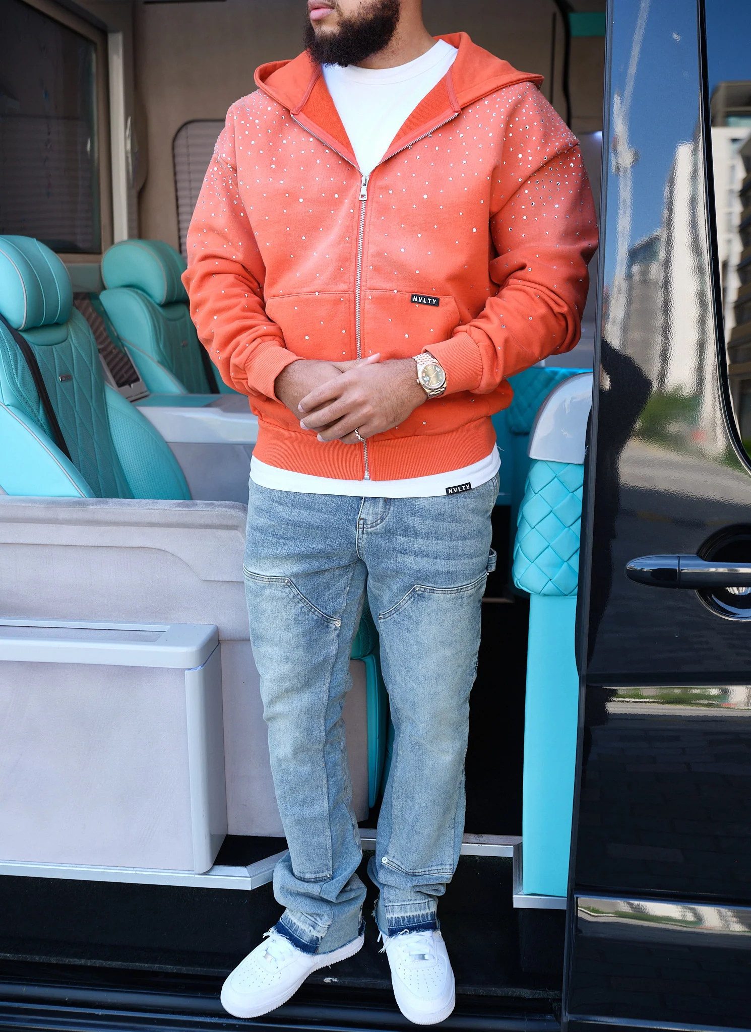 Vintage Flooded VVS Zip Hoodie - Orange - Image 7