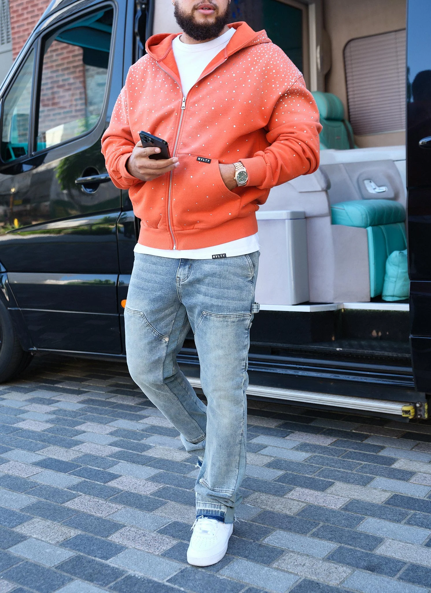 Vintage Flooded VVS Zip Hoodie - Orange - Image 8