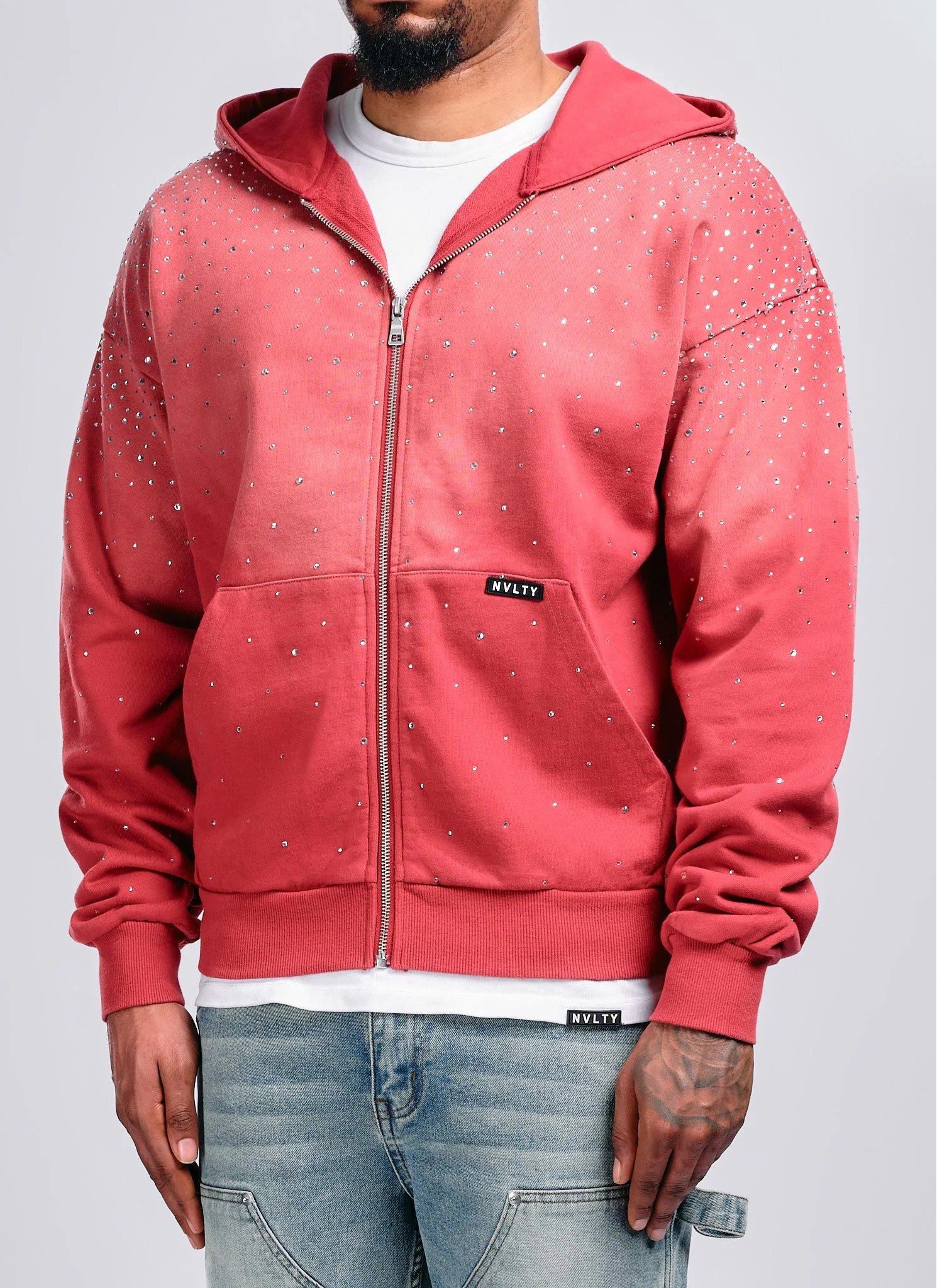 Vintage Flooded VVS Zip Hoodie - Red - Image 6