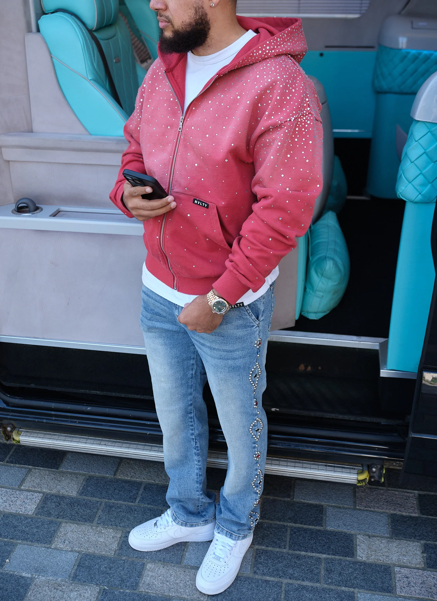 Vintage Flooded VVS Zip Hoodie - Red - Image 8