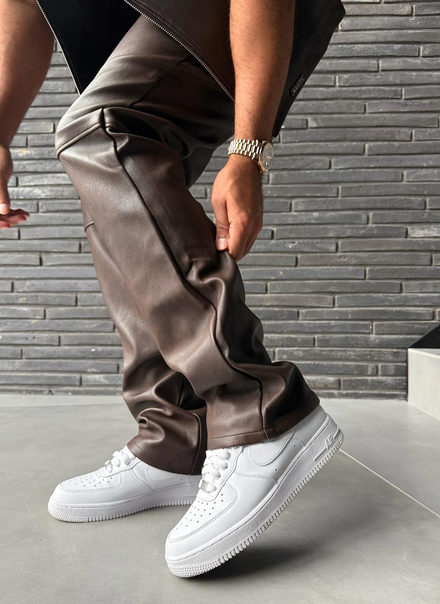 Vintage Heavyweight Leather Pants - Brown - Image 10