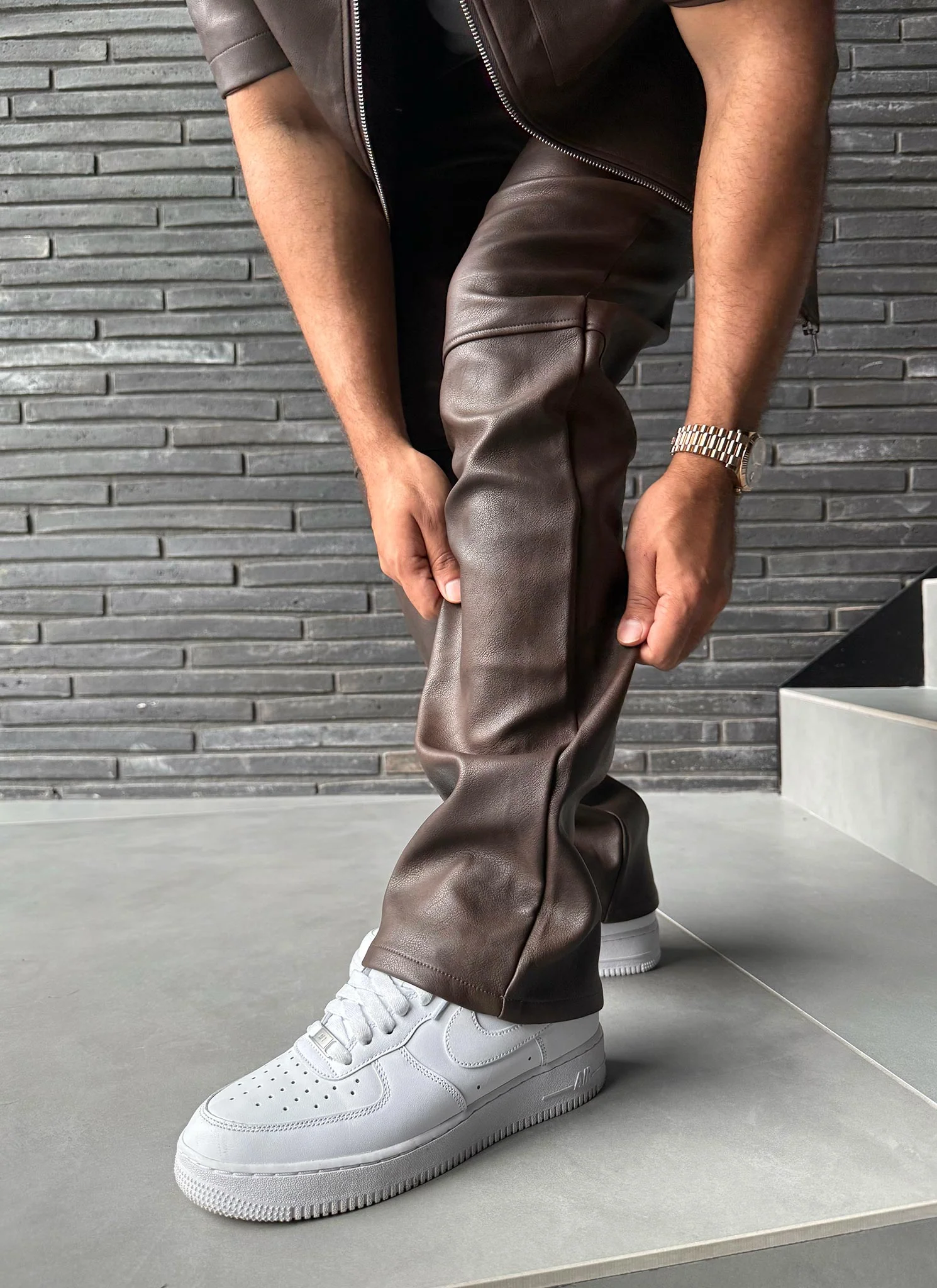 Vintage Heavyweight Leather Pants - Brown - Image 11