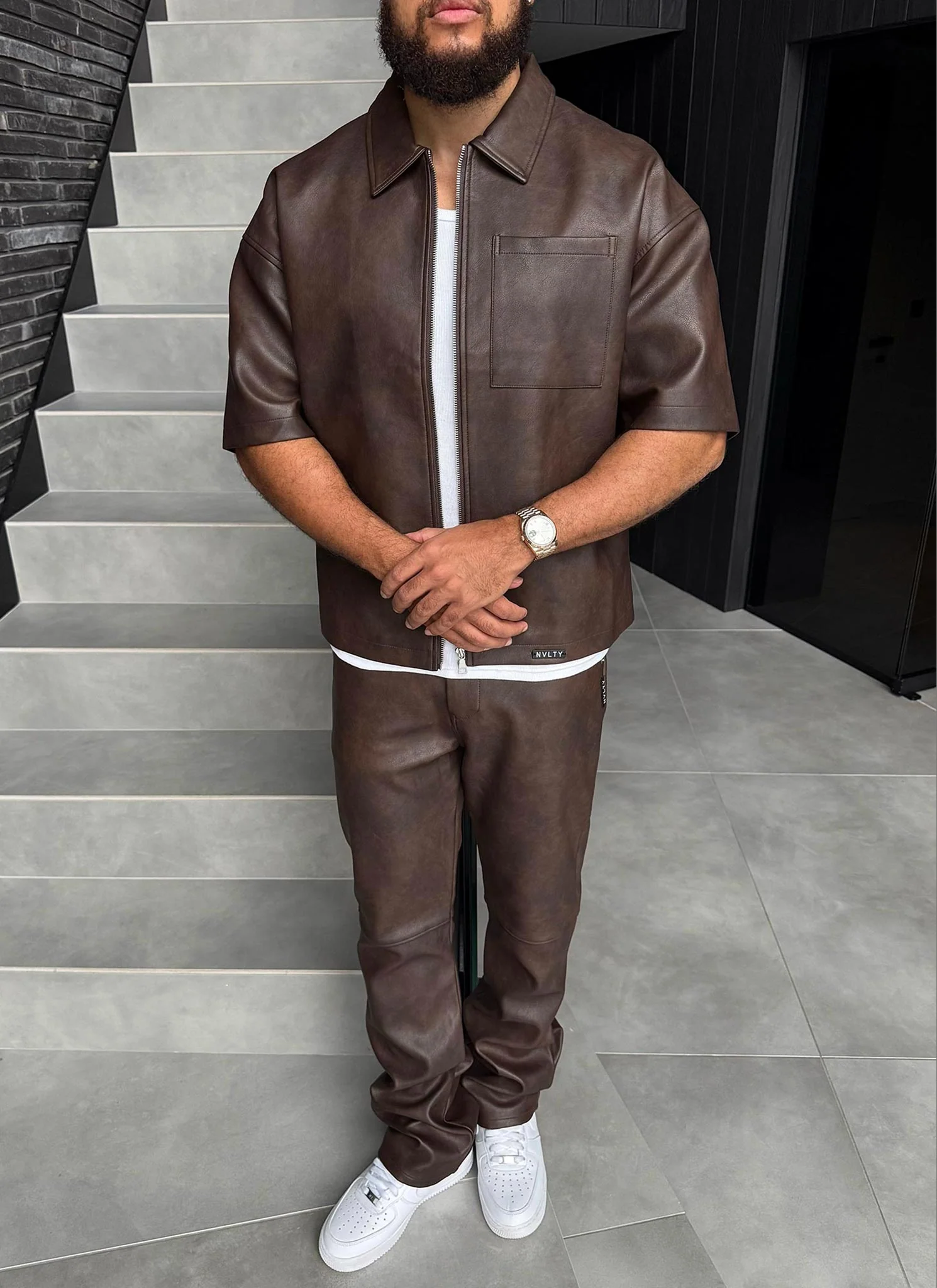 Vintage Heavyweight Leather Pants - Brown - Image 12