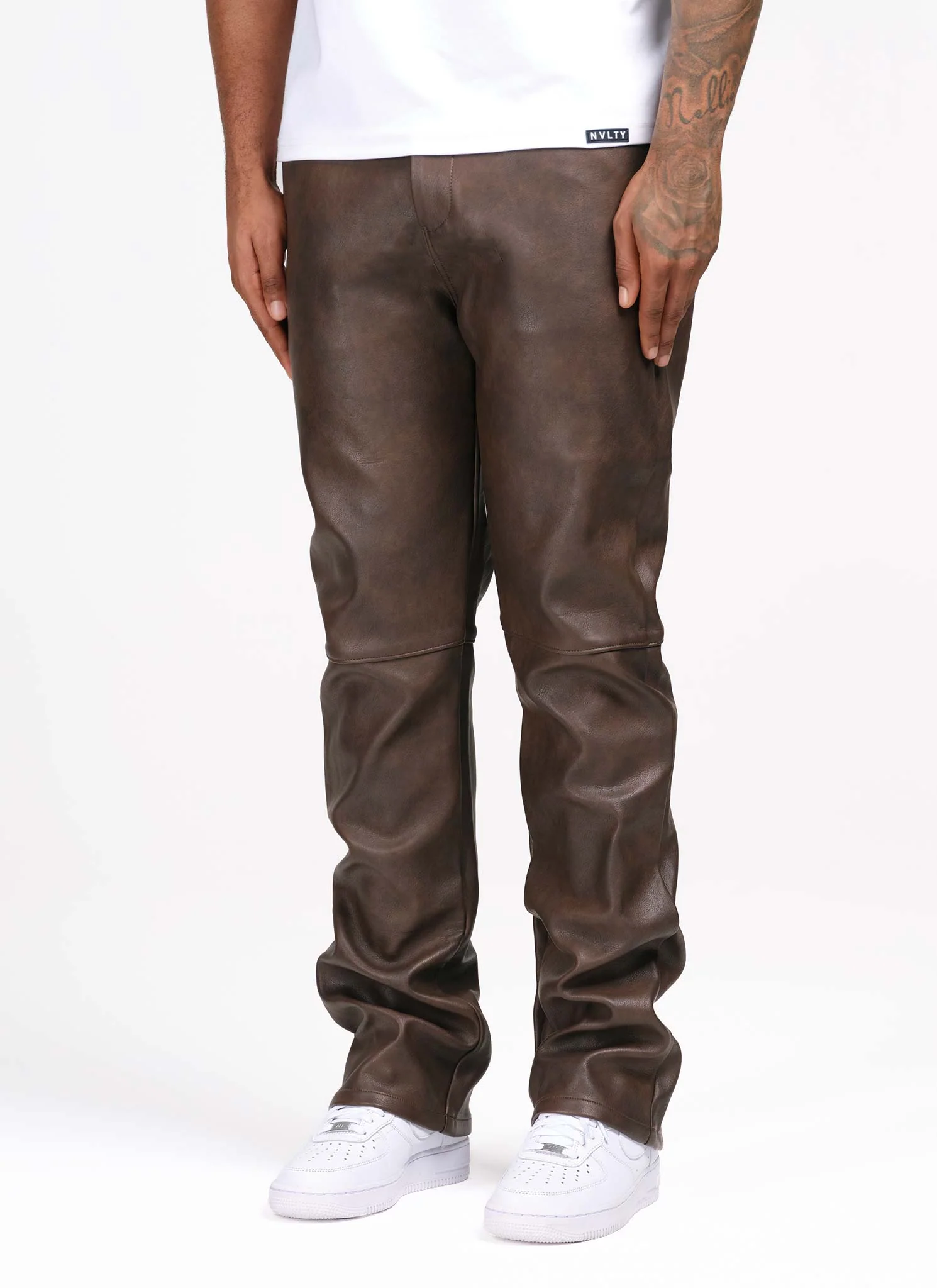 Vintage Heavyweight Leather Pants - Brown - Image 3