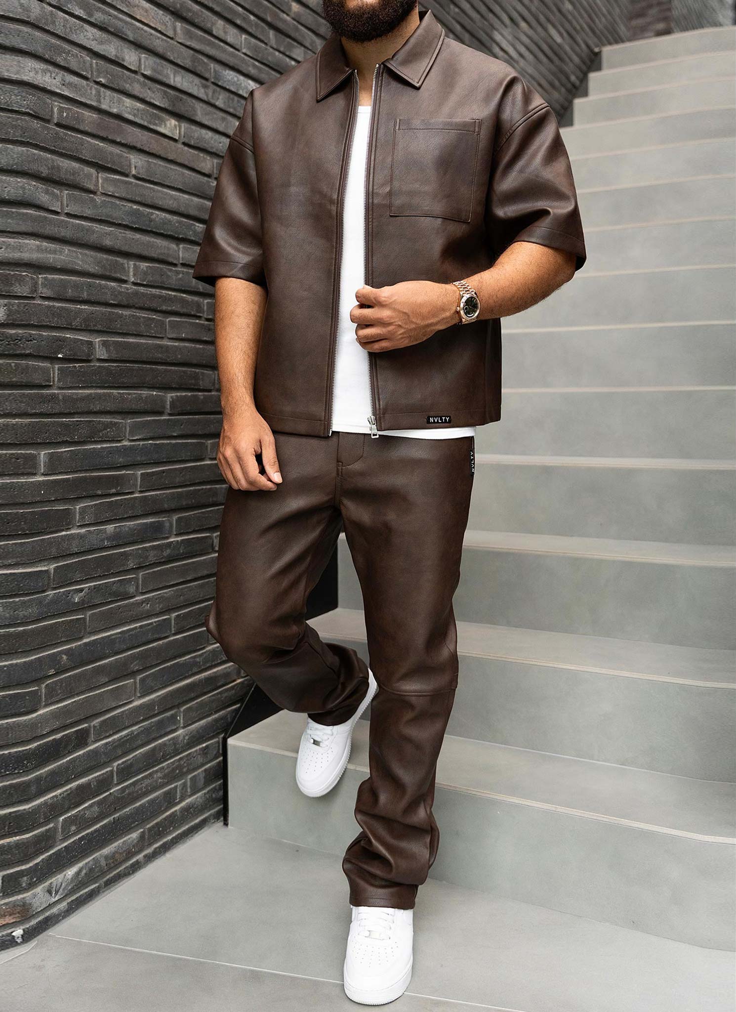 Vintage Heavyweight Leather Pants - Brown - Image 4