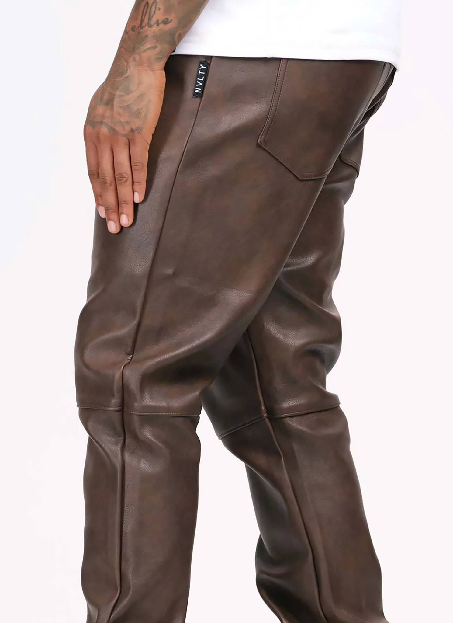 Vintage Heavyweight Leather Pants - Brown - Image 5