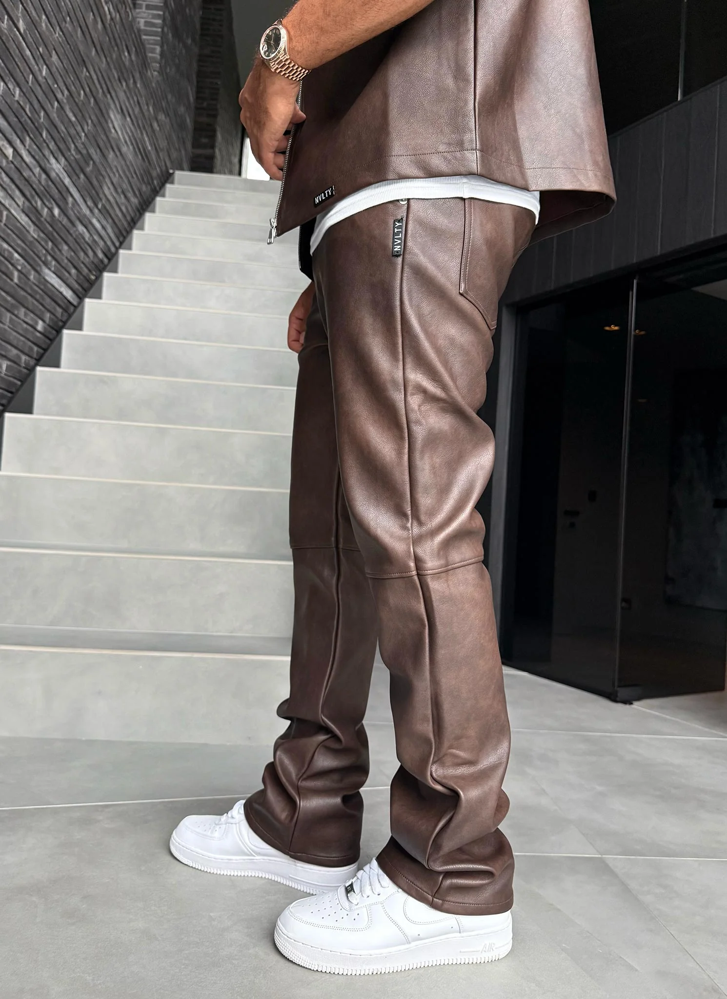Vintage Heavyweight Leather Pants - Brown - Image 6