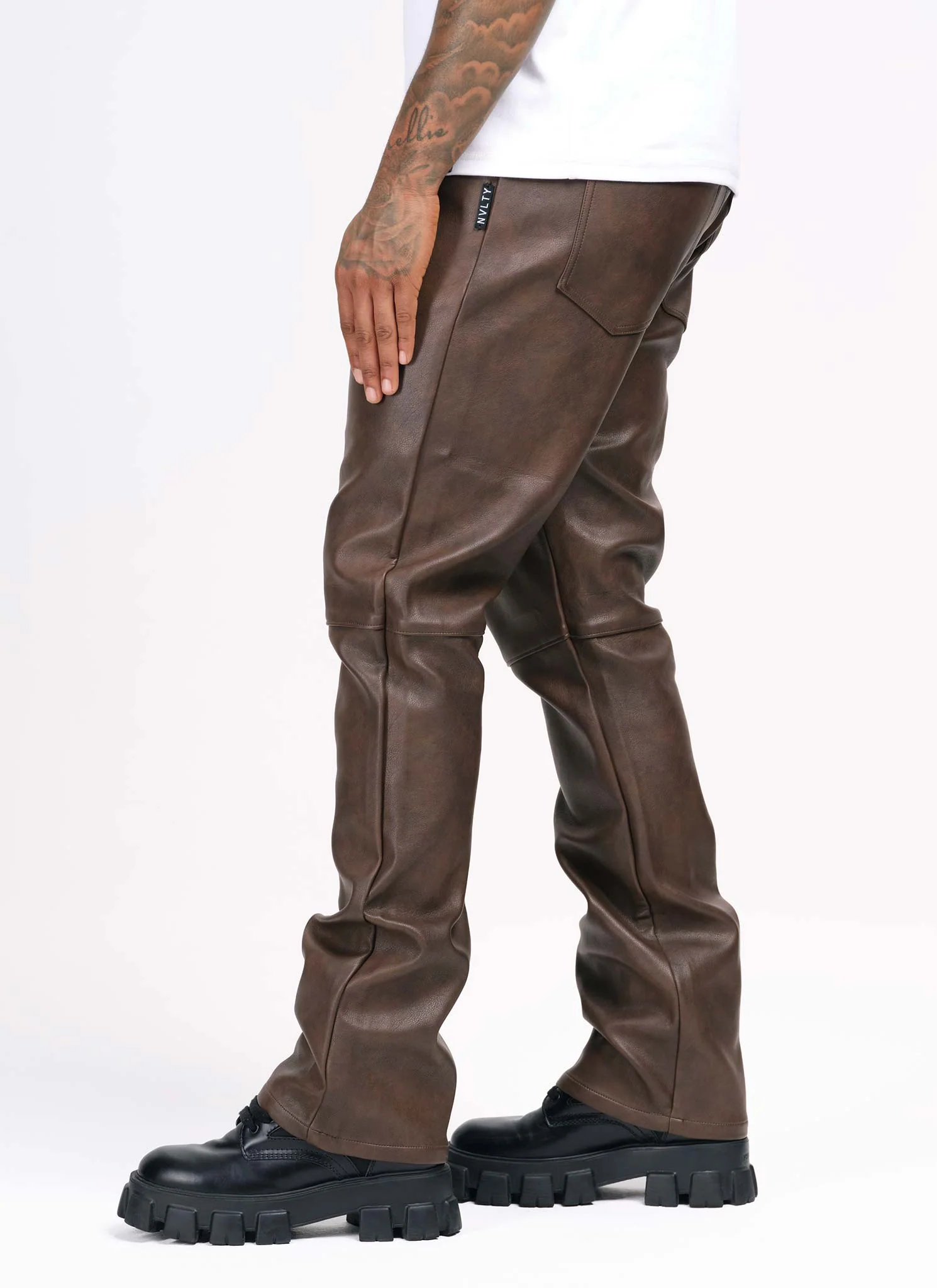 Vintage Heavyweight Leather Pants - Brown - Image 7