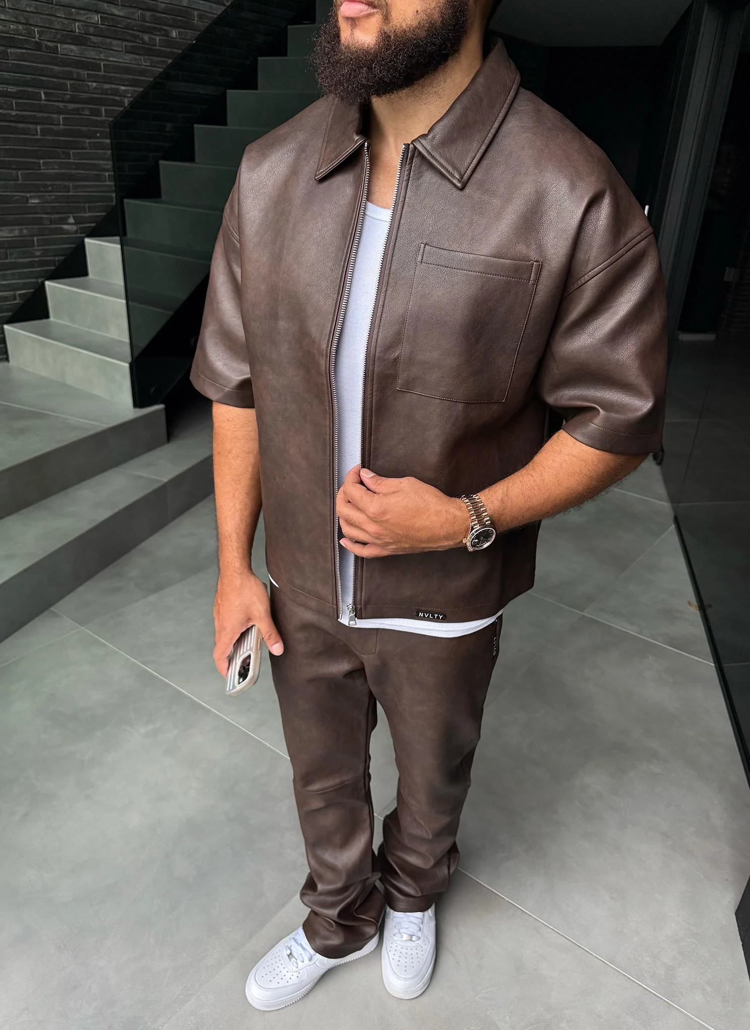 Vintage Heavyweight Leather Pants - Brown - Image 8