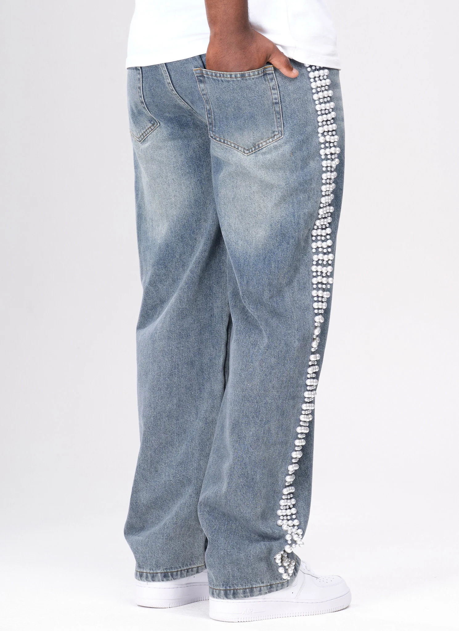 Vintage Pearl Jeans - Blue - Image 4