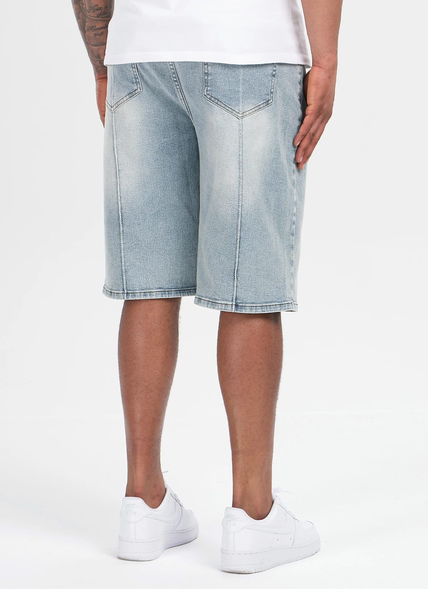 Vintage Pleat Denim Shorts - Blue - Image 5