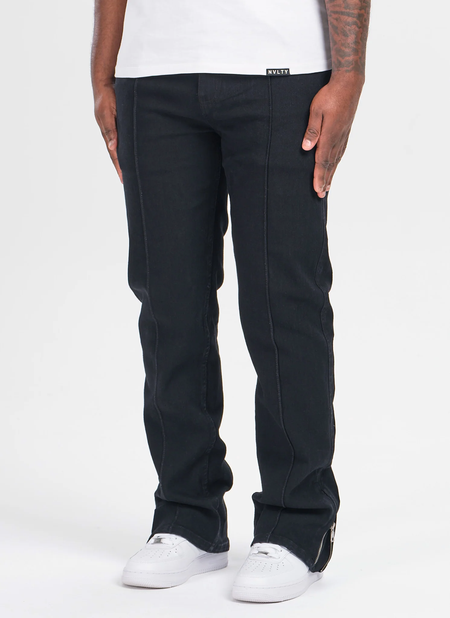 Vintage Pleat Jeans - Black - Image 3