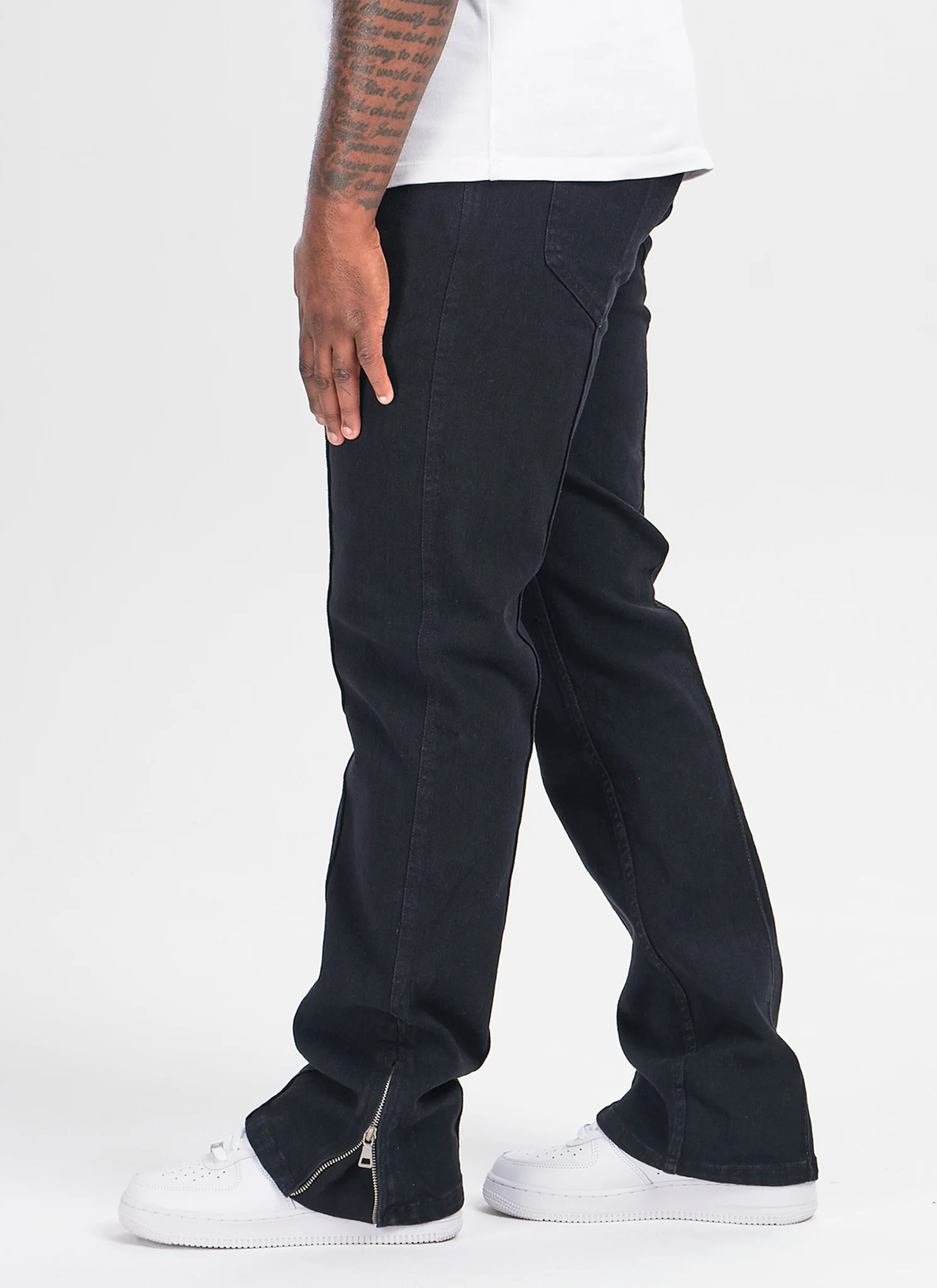 Vintage Pleat Jeans - Black - Image 7