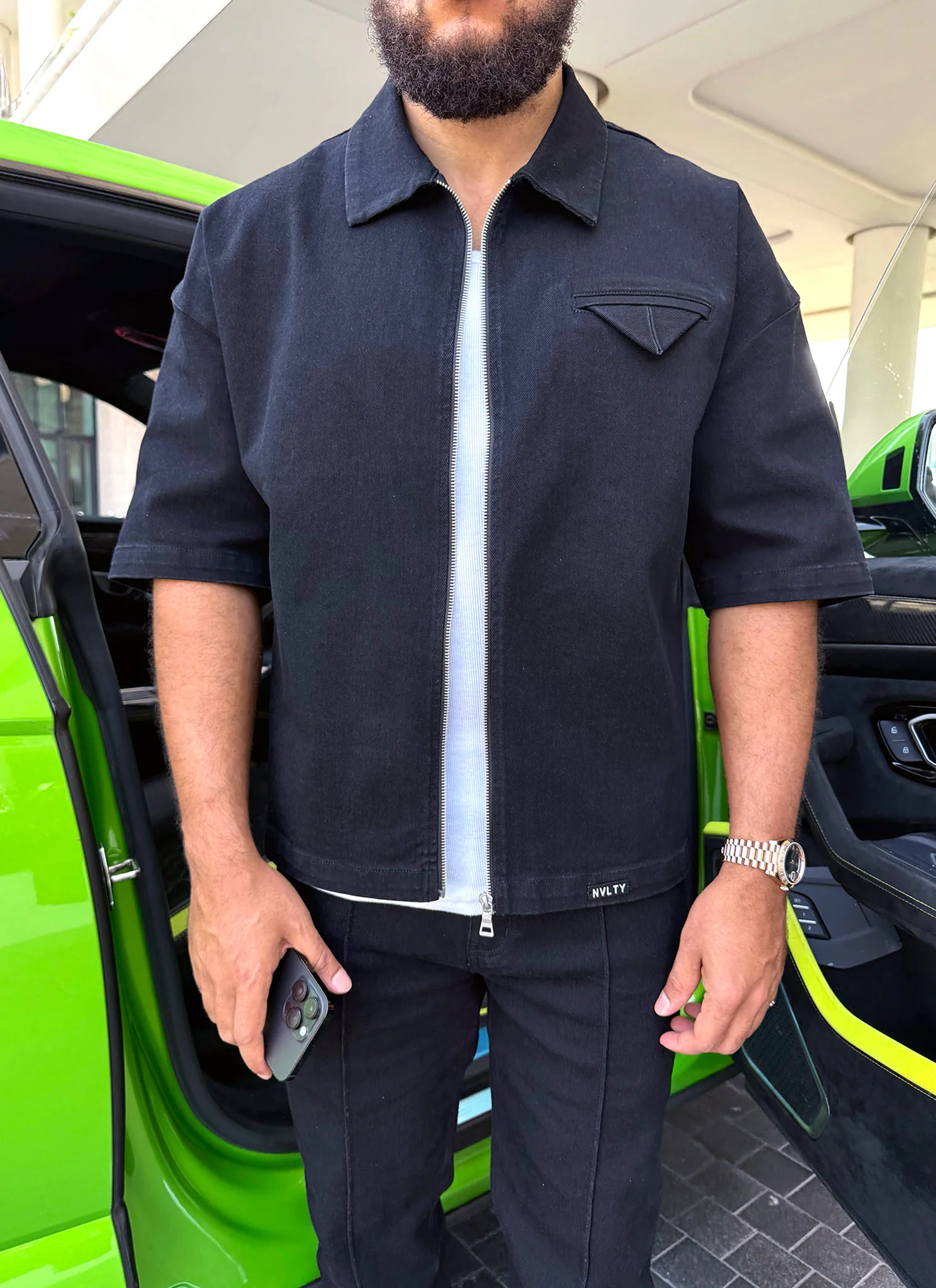 Vintage Pocket Square Denim Shirt - Black - Image 2