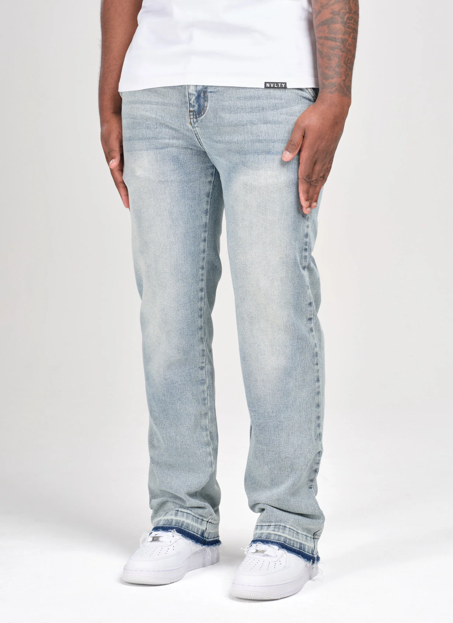 Vintage Raw Hem Jeans - Blue - Image 3
