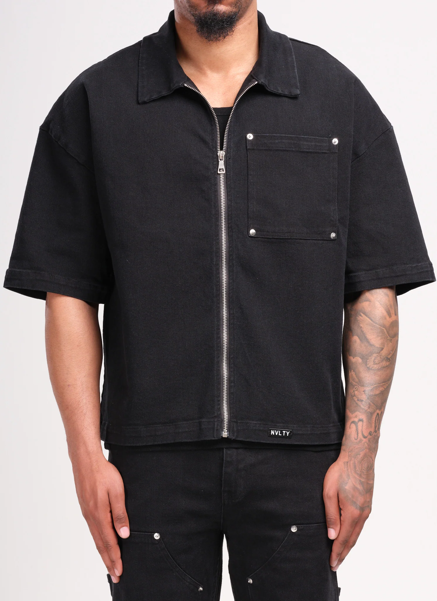 Vintage Rivet Denim Shirt - Black - Image 6
