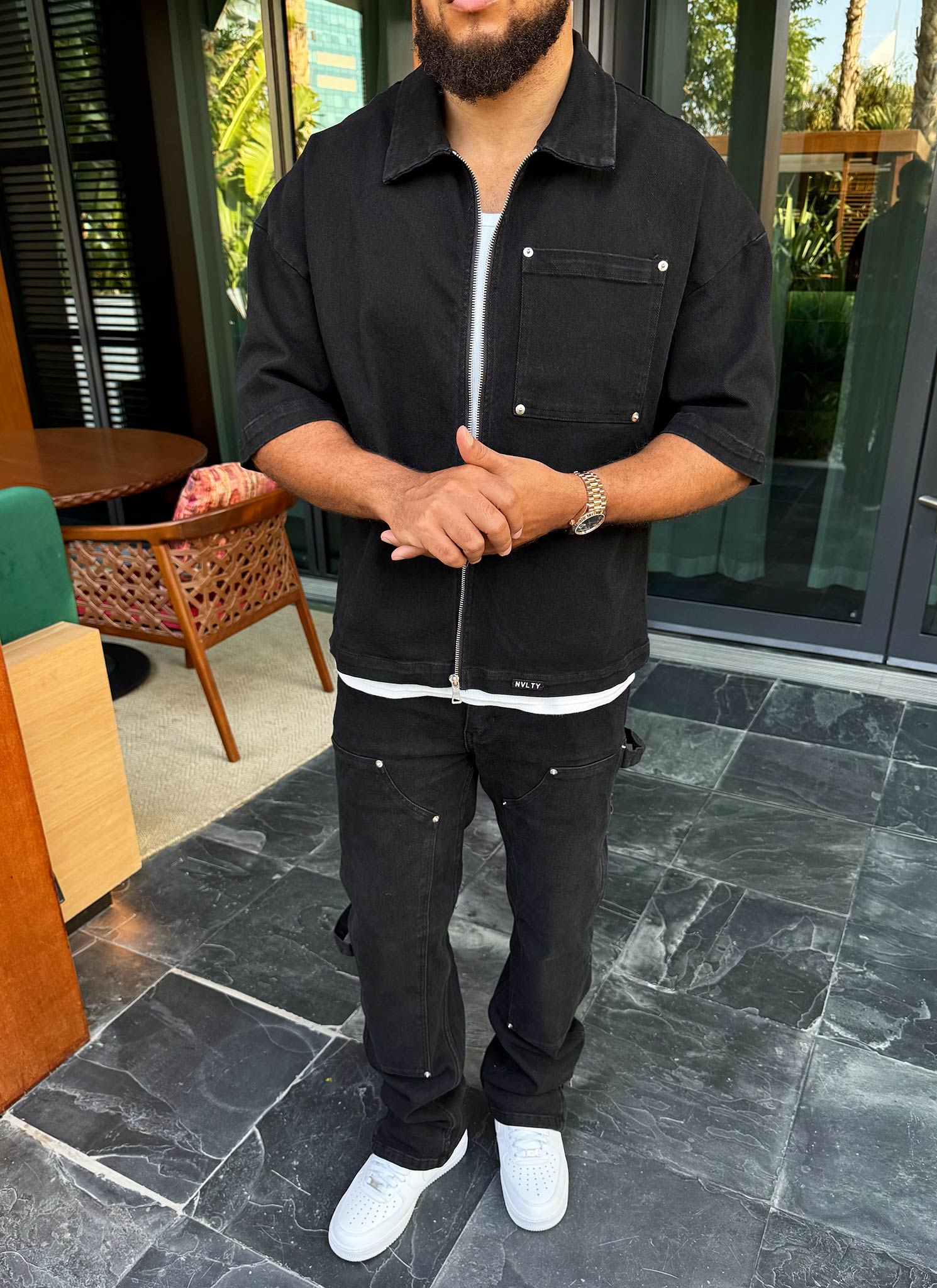 Vintage Rivet Denim Shirt - Black - Image 7