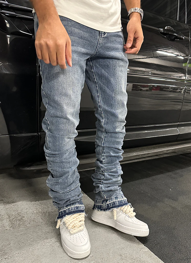 Vintage Stacked Jeans - Blue - Image 3