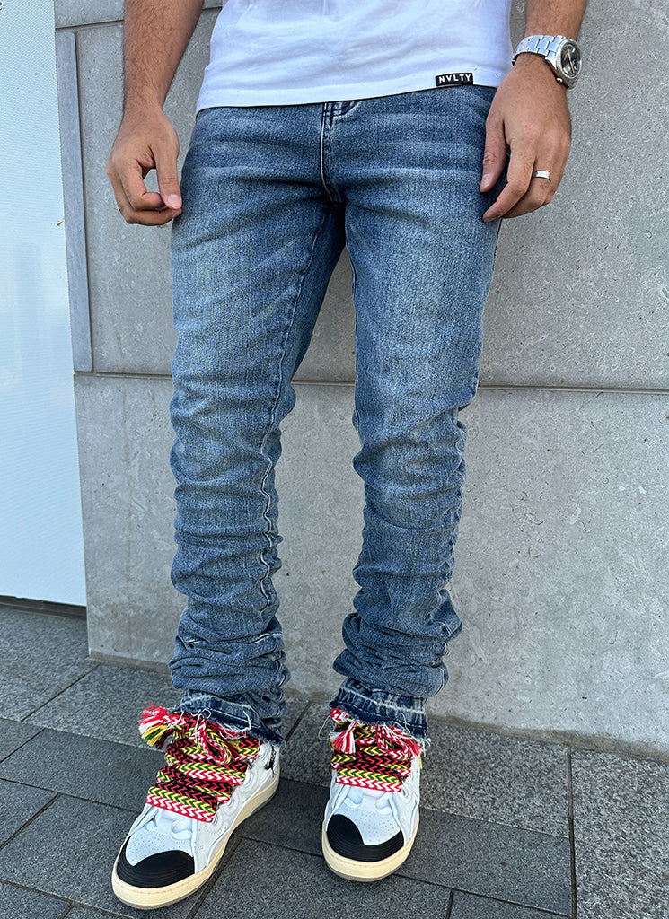 Vintage Stacked Jeans - Blue - Image 4