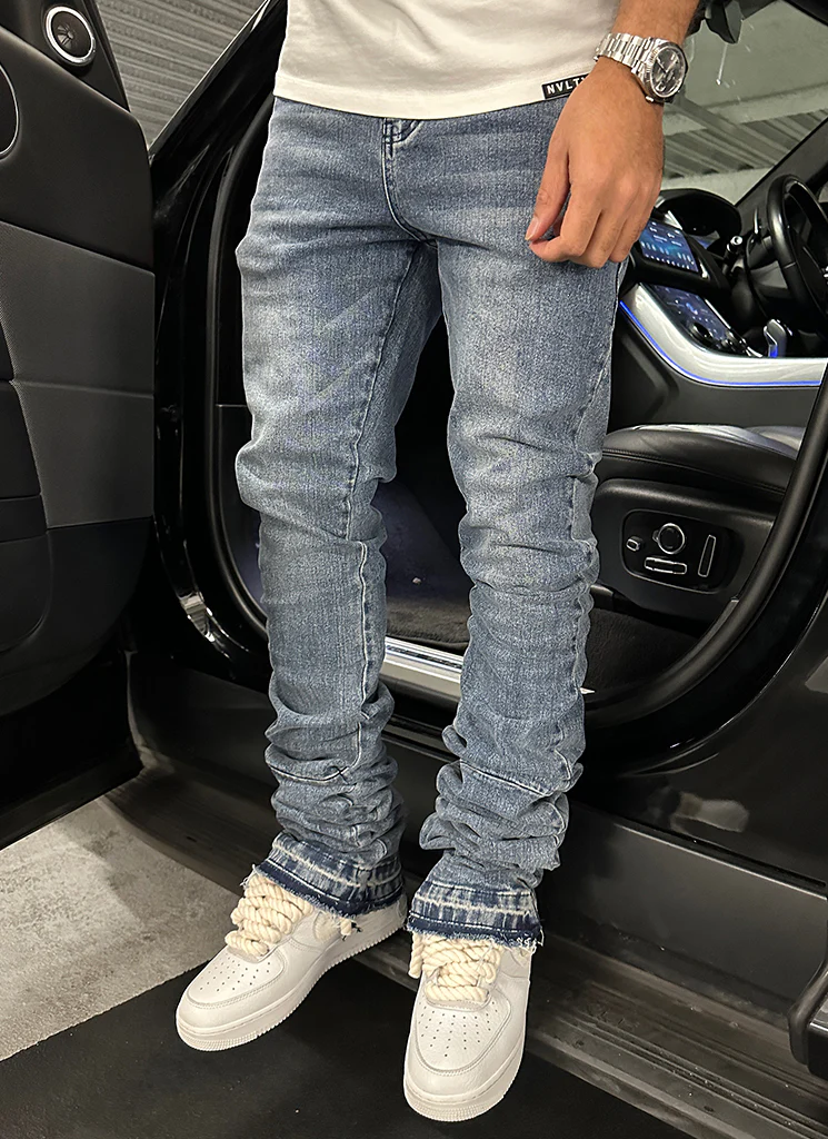 Vintage Stacked Jeans - Blue - Image 7