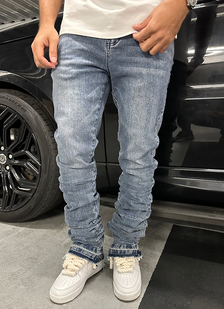 Vintage Stacked Jeans - Blue - Image 9