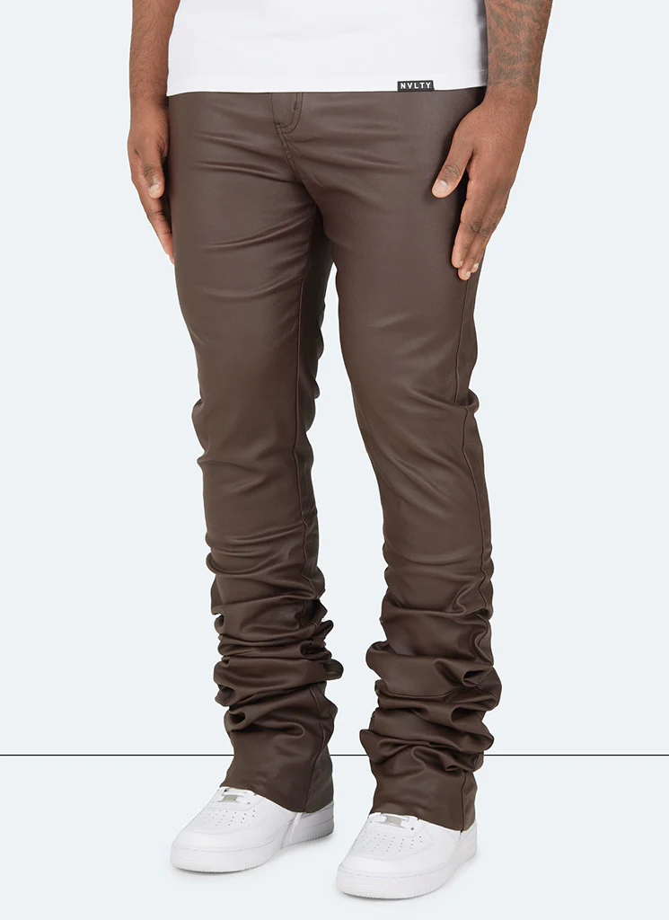 Vintage Stacked Wax Jeans - Brown - Image 2