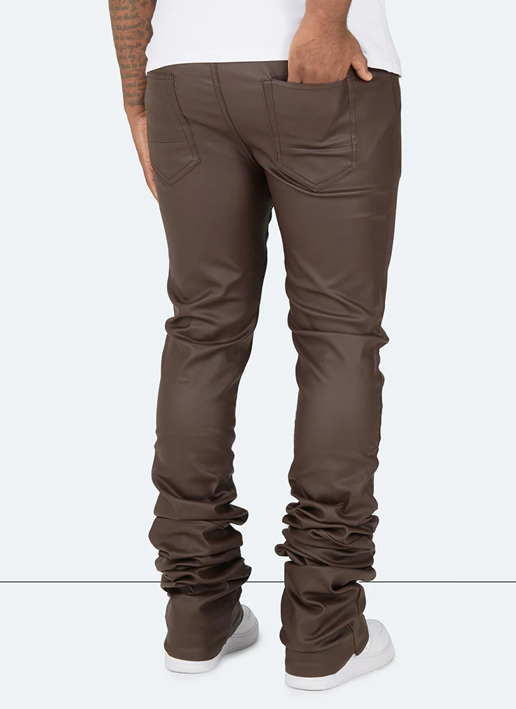 Vintage Stacked Wax Jeans - Brown - Image 4