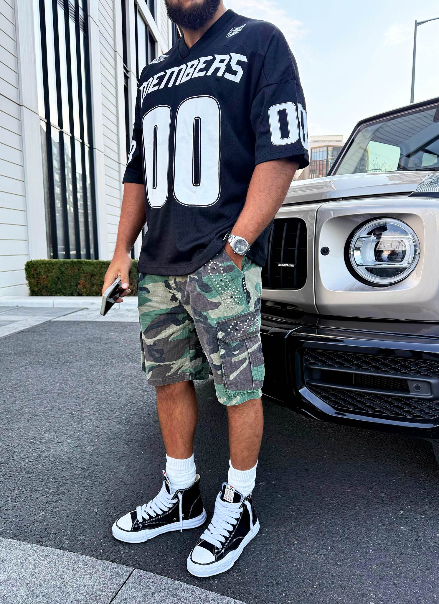 Vintage Studded Cargo Shorts - Camo - Image 10