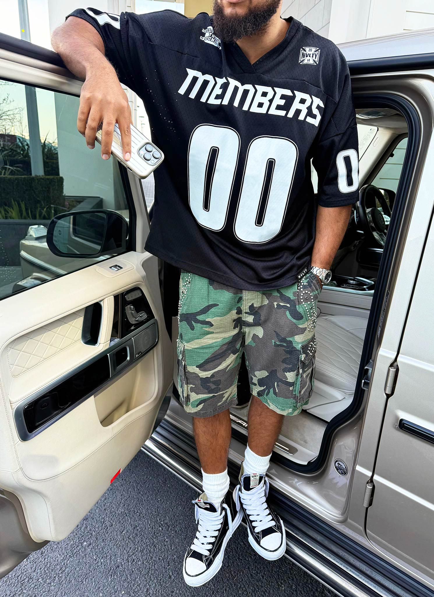 Vintage Studded Cargo Shorts - Camo - Image 15