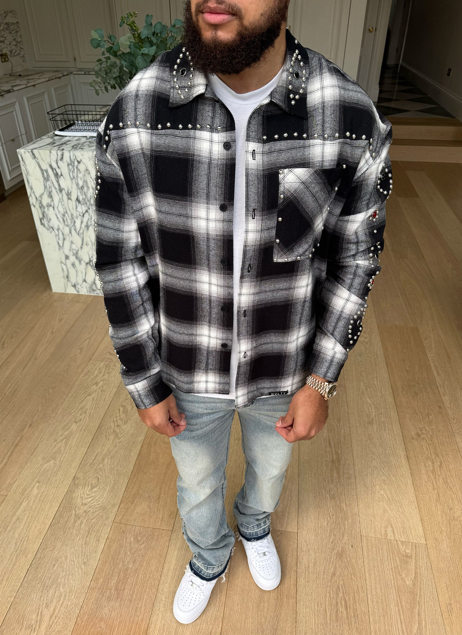 Vintage Studded Flannel - Black - Image 15