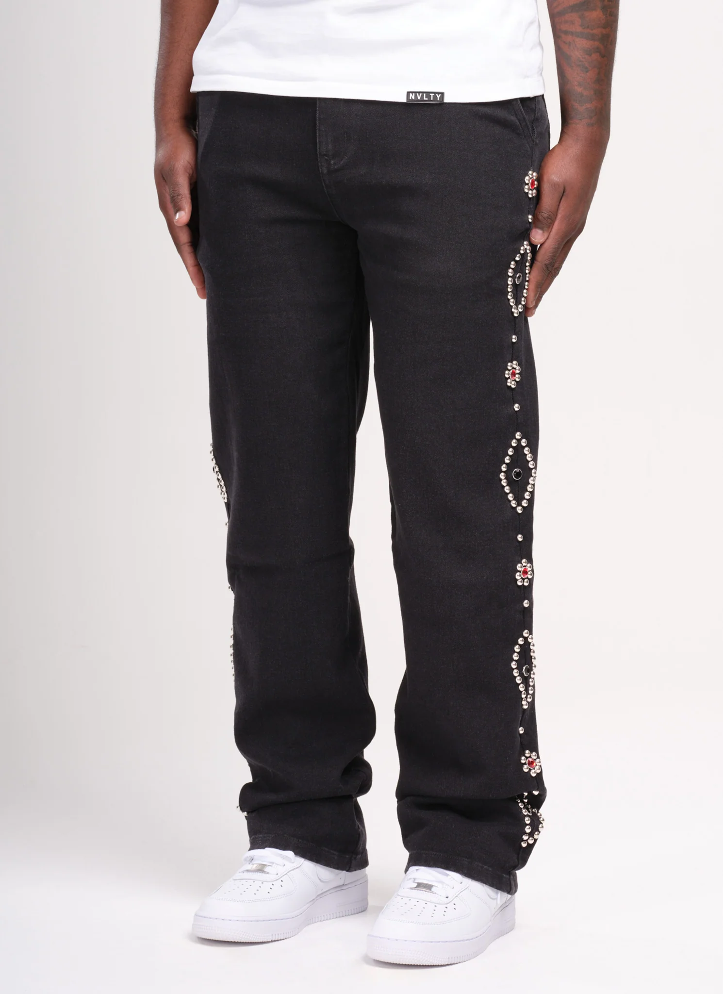 Vintage Studded Jeans - Black - Image 2