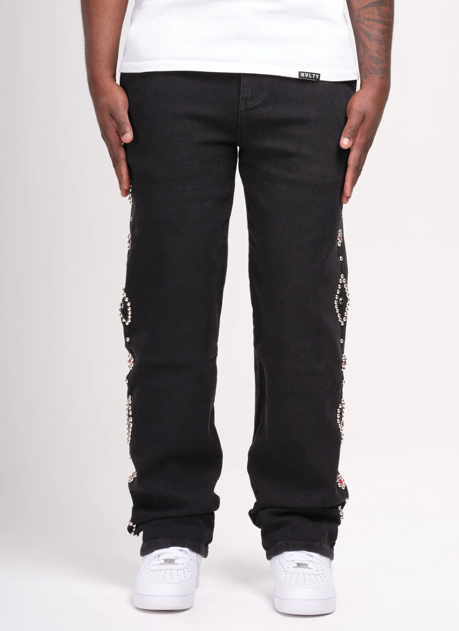 Vintage Studded Jeans - Black - Image 4
