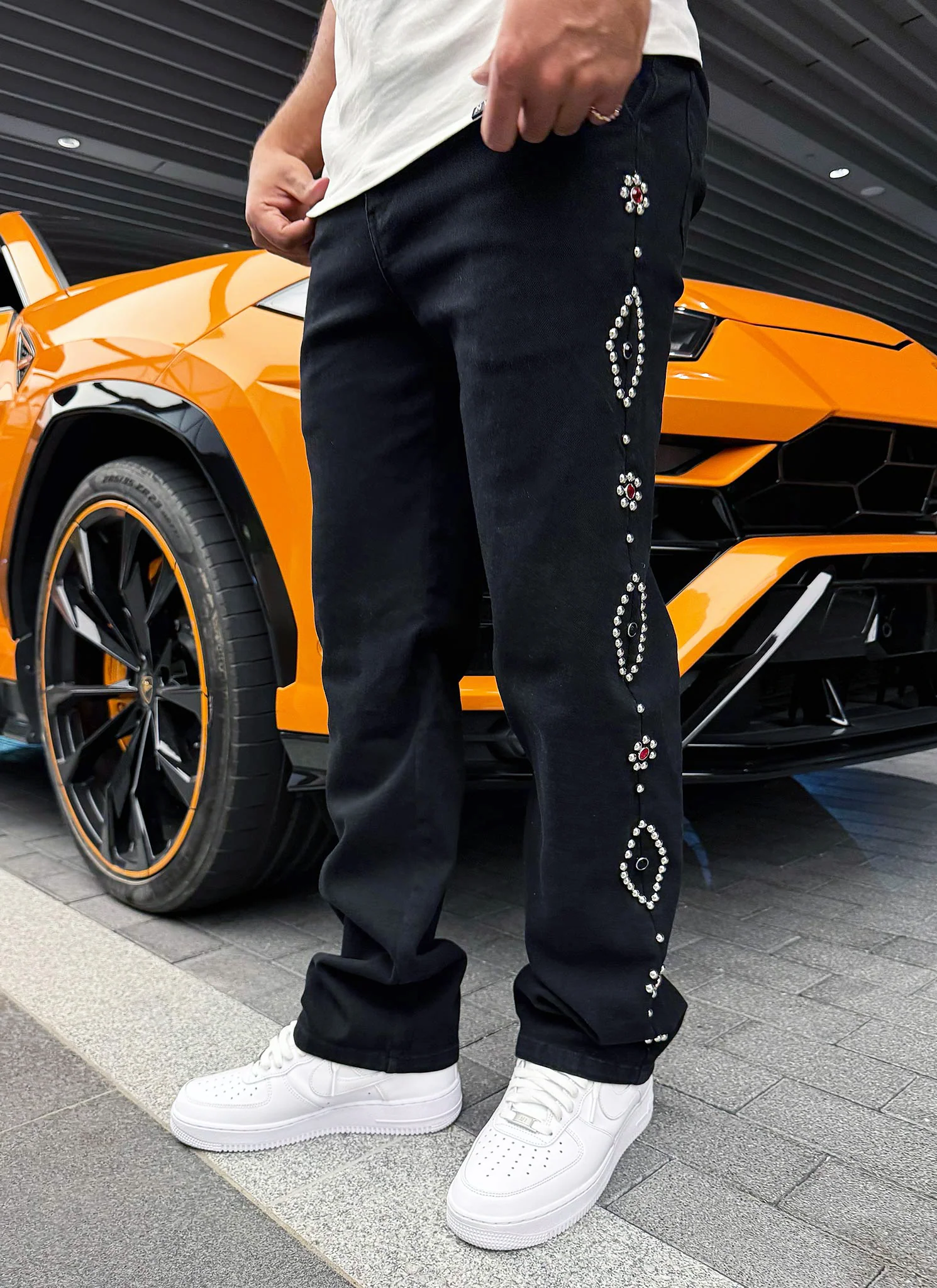 Vintage Studded Jeans - Black - Image 5
