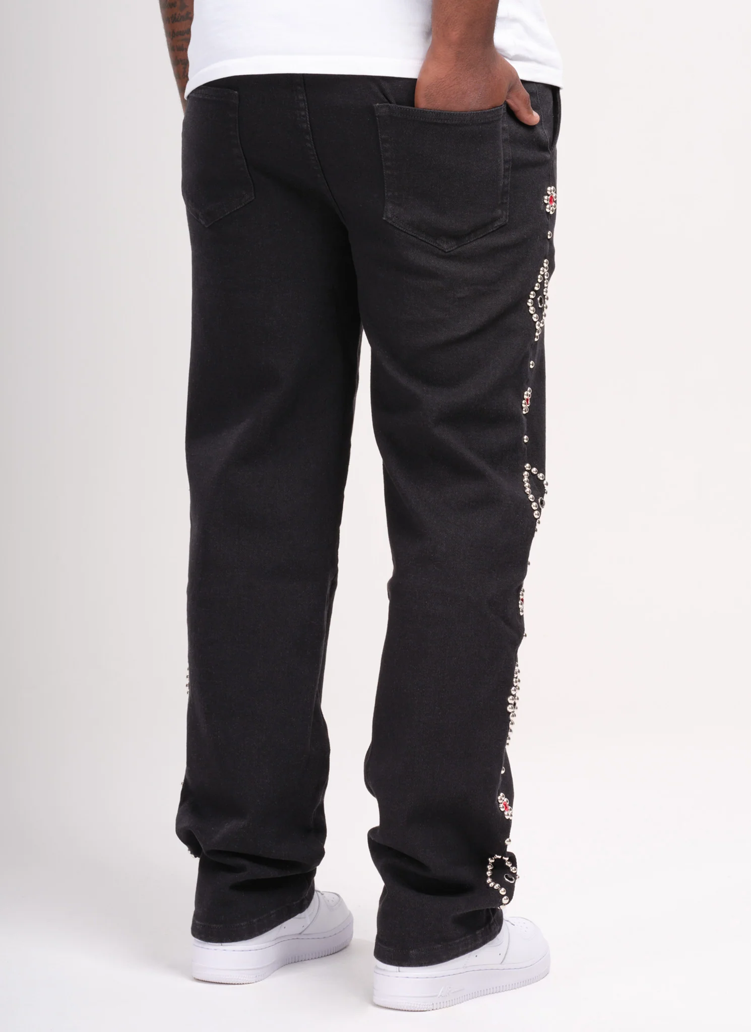 Vintage Studded Jeans - Black - Image 6
