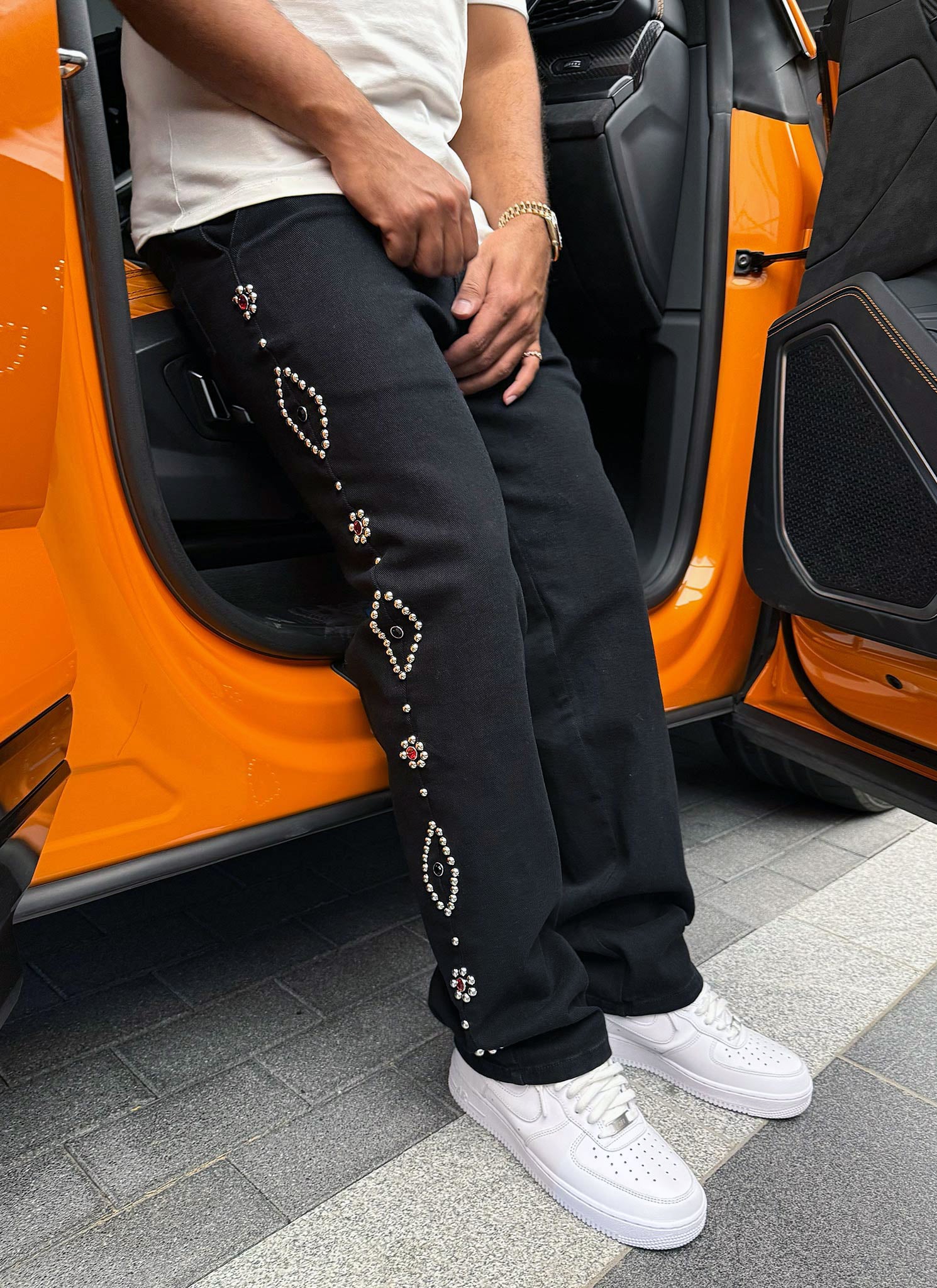 Vintage Studded Jeans - Black - Image 7