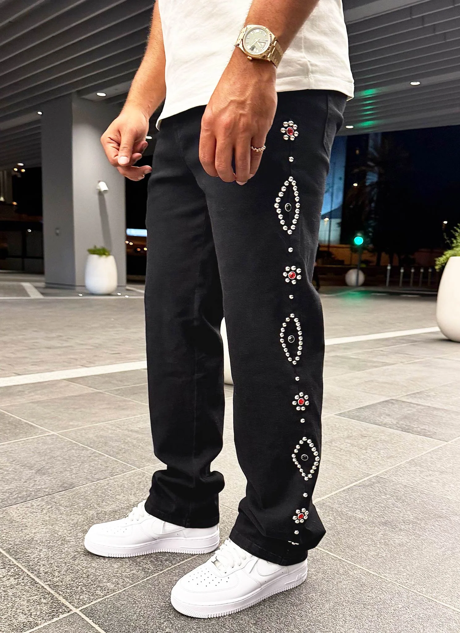 Vintage Studded Jeans - Black - Image 8