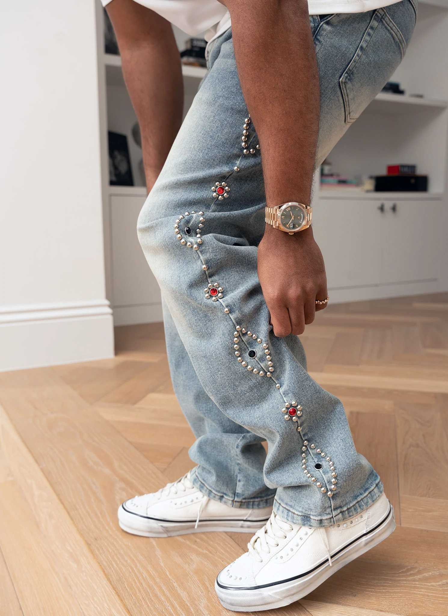 Vintage Studded Jeans - Blue - Image 16