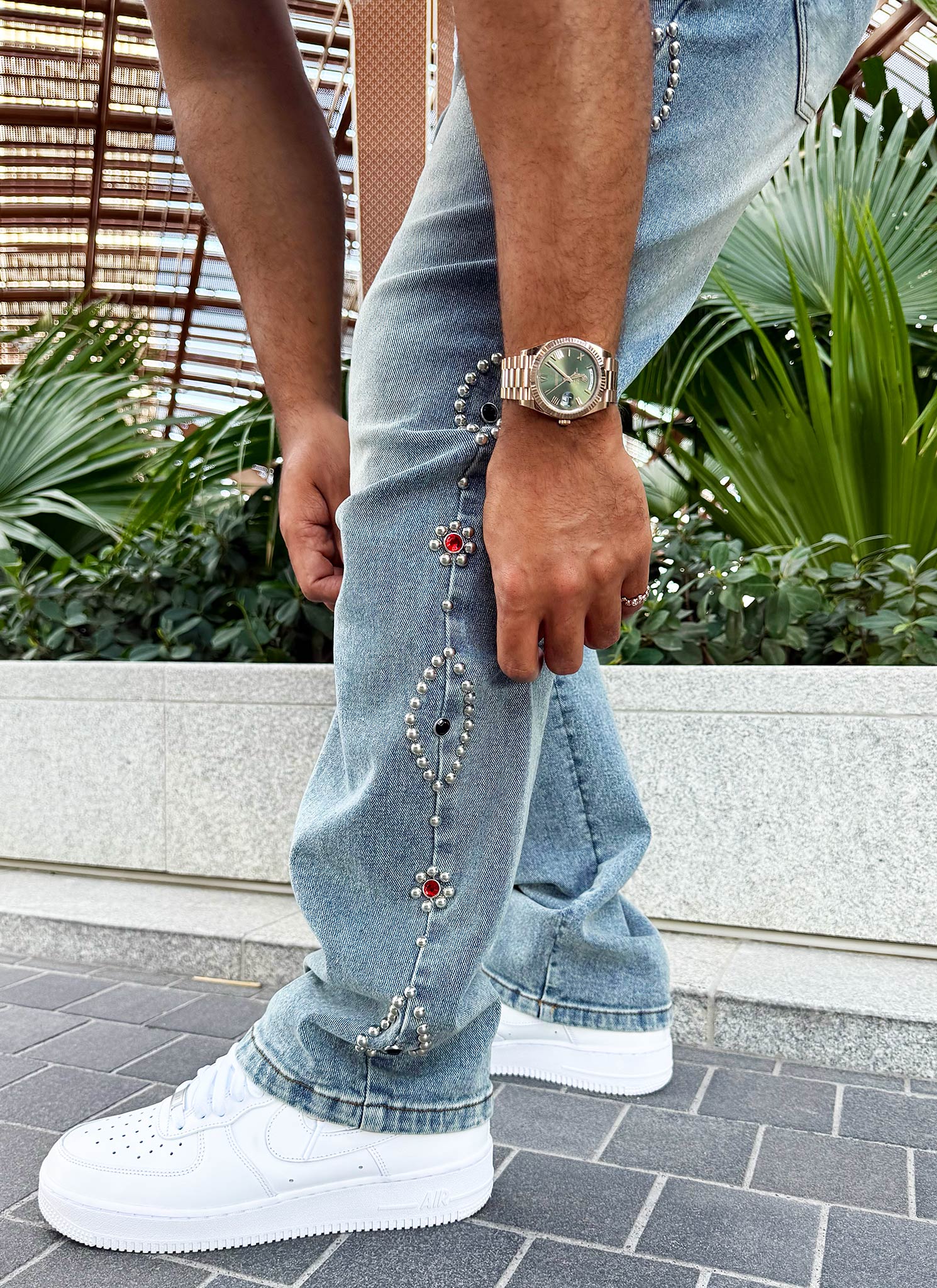 Vintage Studded Jeans - Blue - Image 3