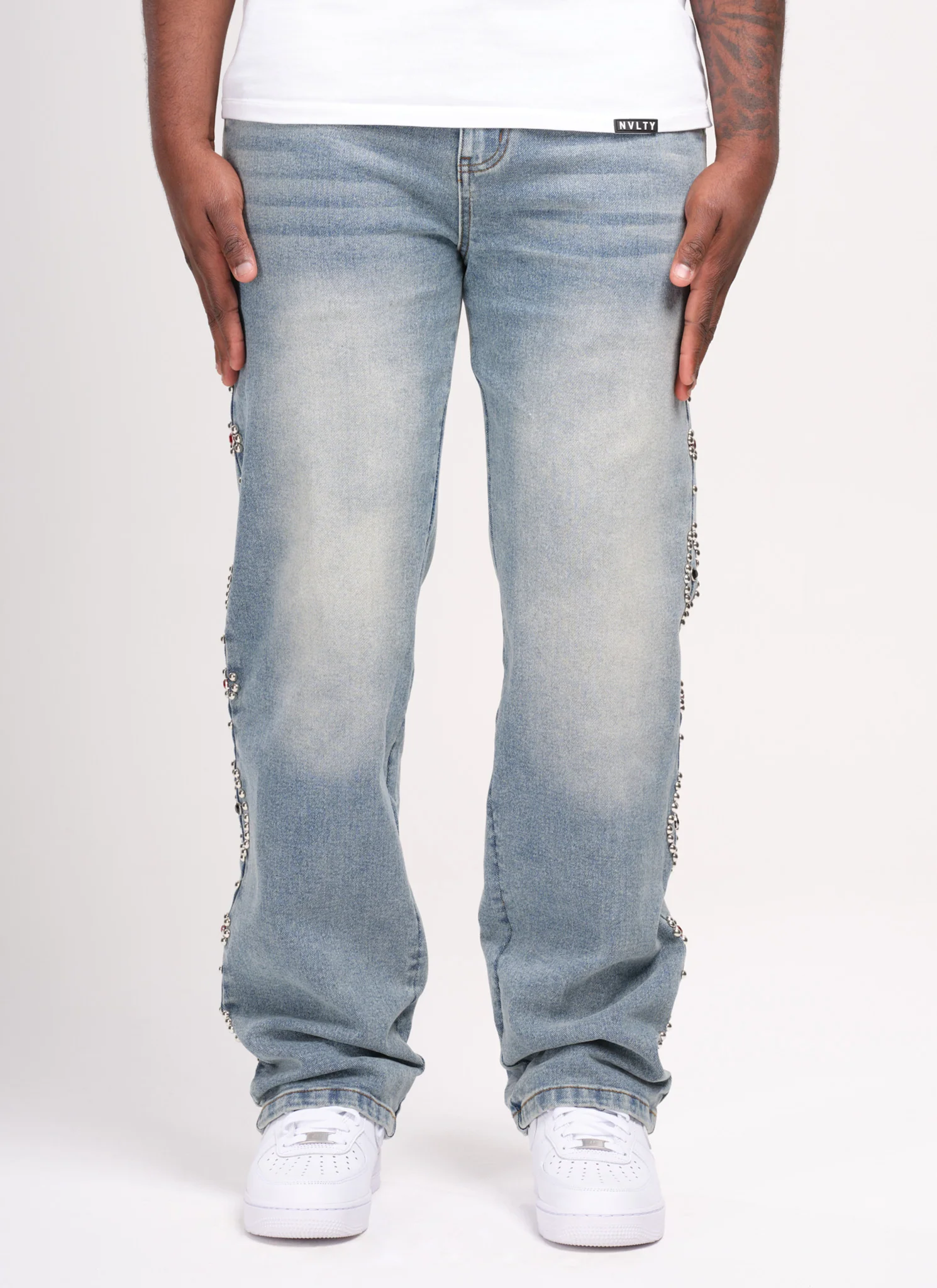 Vintage Studded Jeans - Blue - Image 4