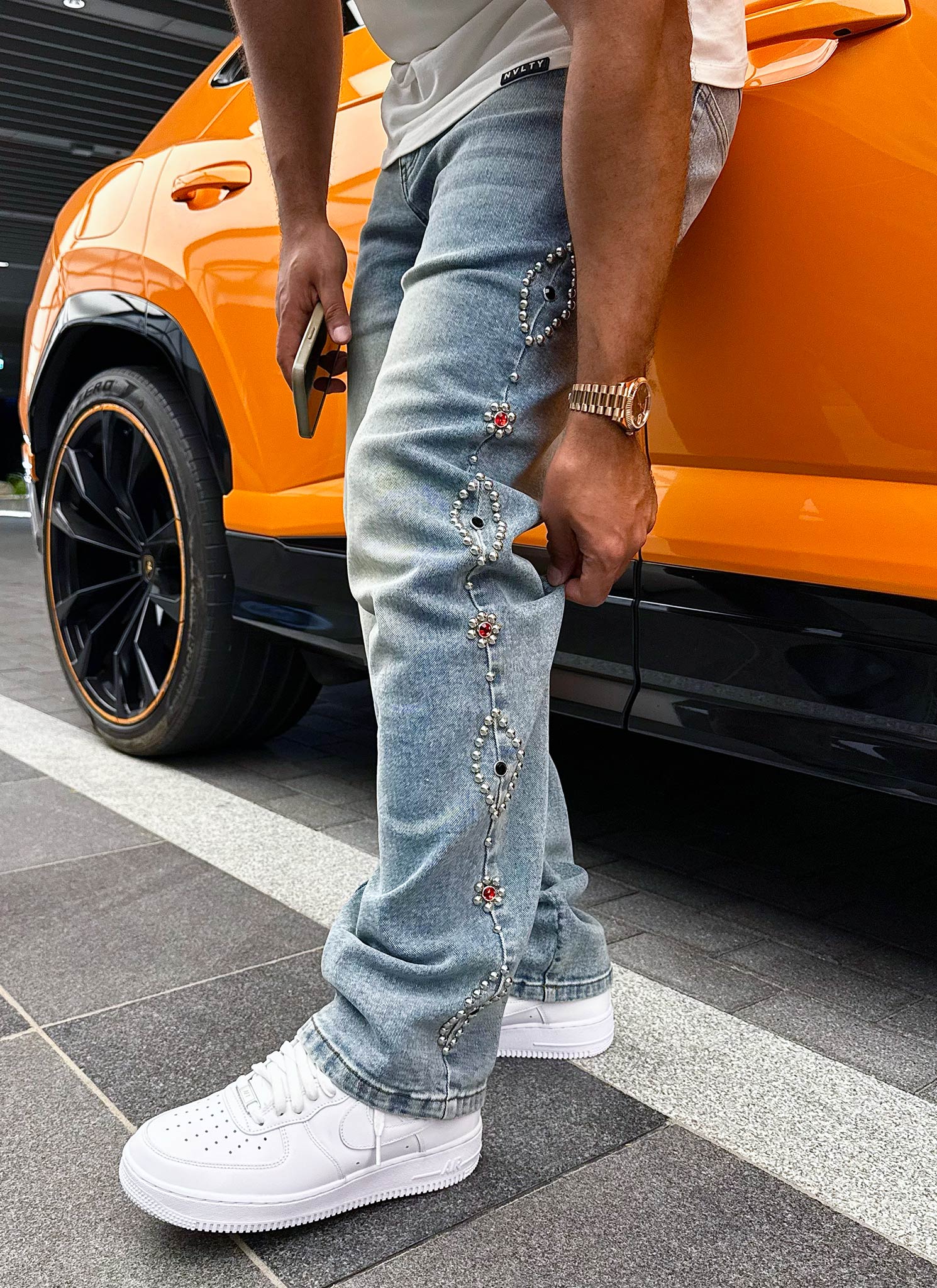 Vintage Studded Jeans - Blue - Image 5