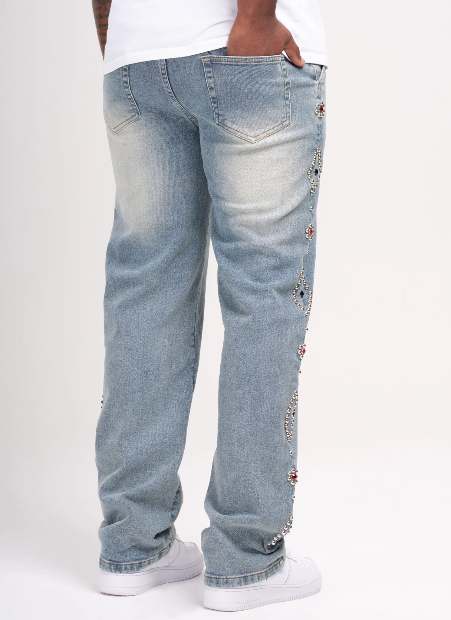 Vintage Studded Jeans - Blue - Image 6