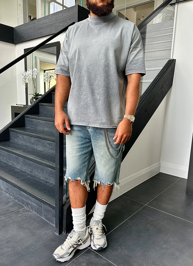 Vintage Sunfaded Drop Shoulder T-Shirt - Grey - Image 10