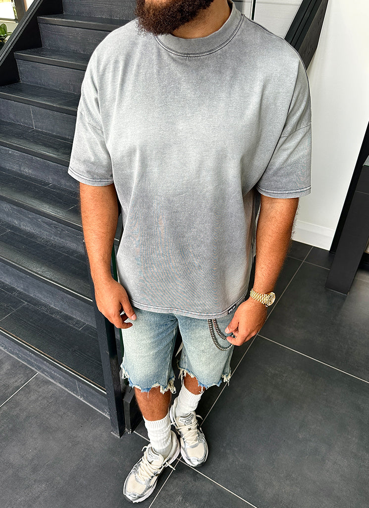 Vintage Sunfaded Drop Shoulder T-Shirt - Grey - Image 12