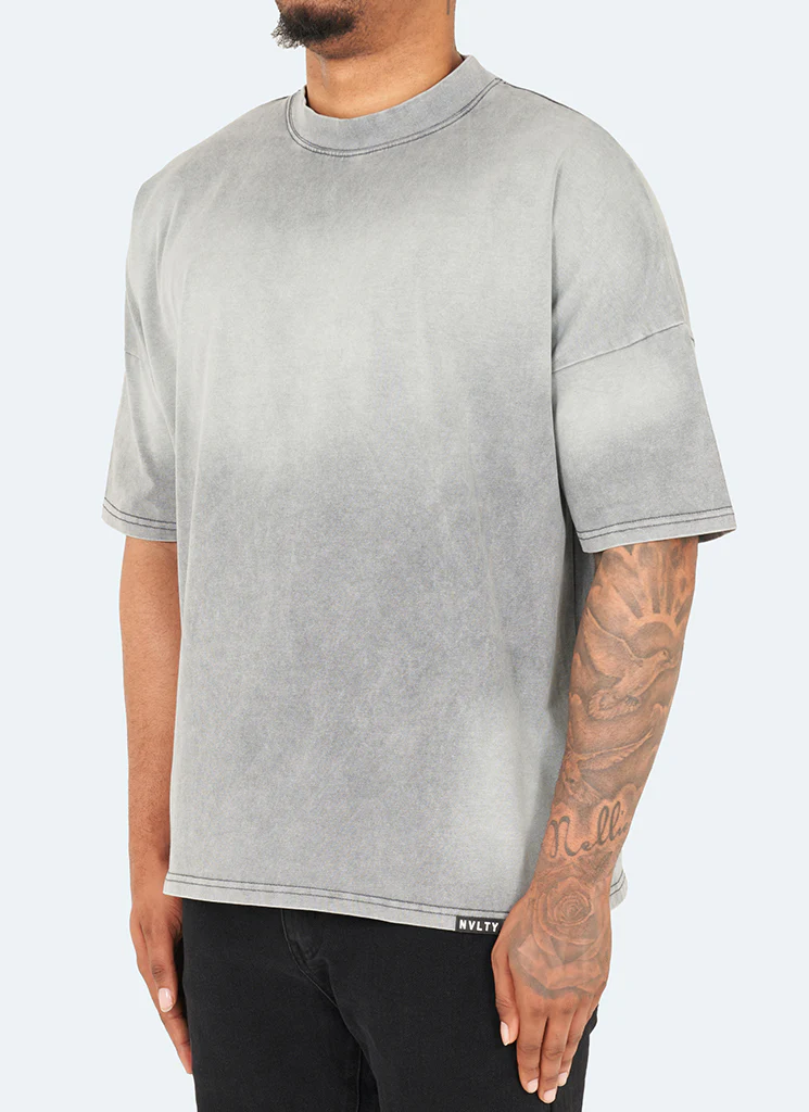 Vintage Sunfaded Drop Shoulder T-Shirt - Grey - Image 4