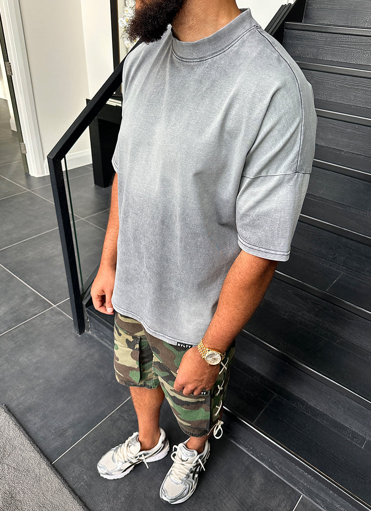 Vintage Sunfaded Drop Shoulder T-Shirt - Grey - Image 9