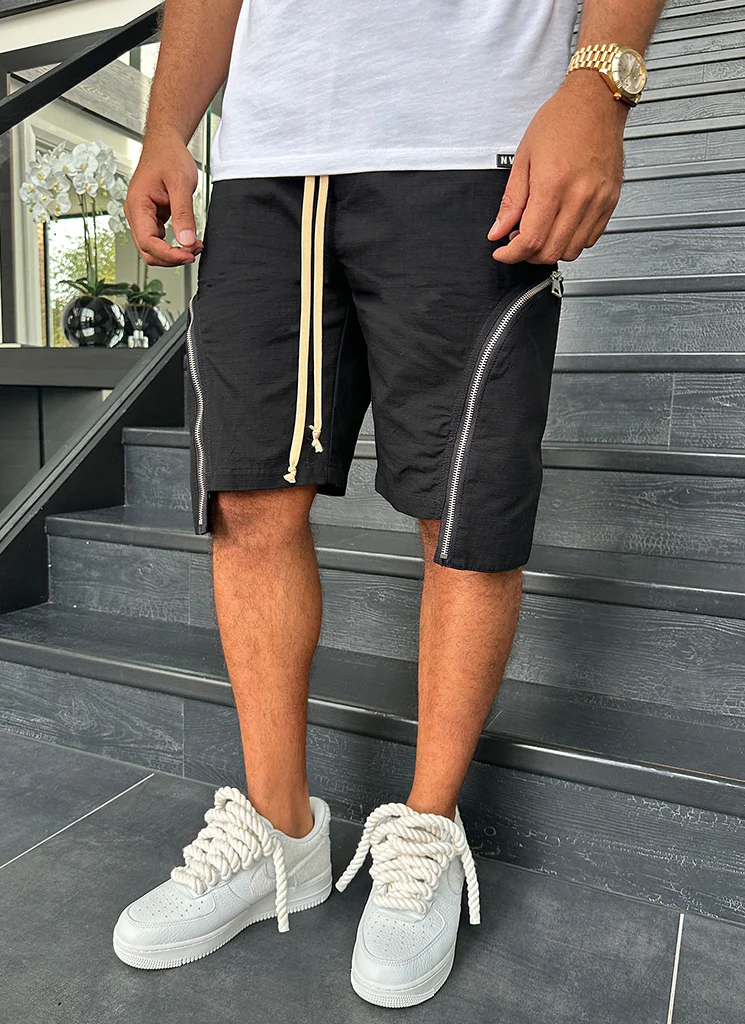 Vintage Zipper Cargo Shorts - Black - Image 3