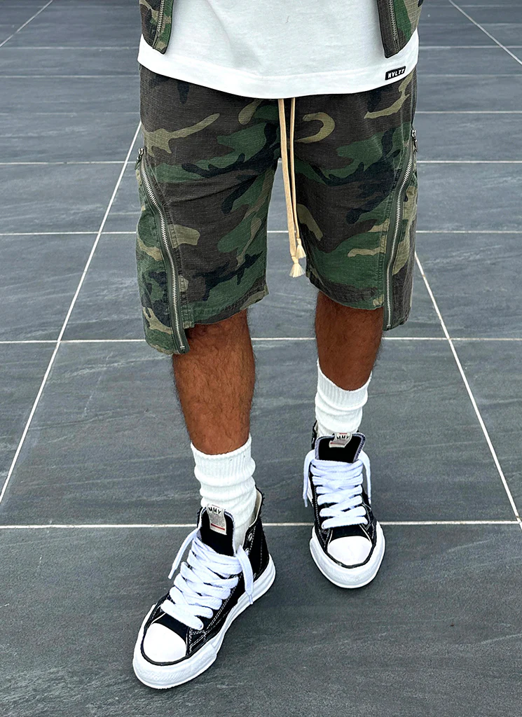 Vintage Zipper Cargo Shorts - Camo - Image 3